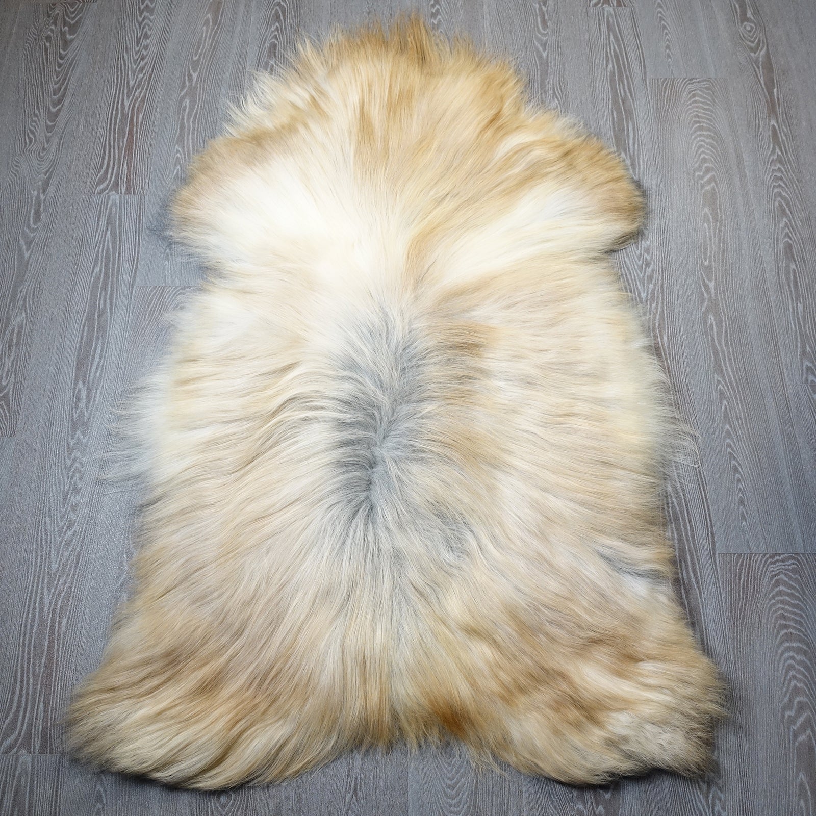Exklusives Unikat Islandschaffell weiß - hellbraun 150x95cm #15932
