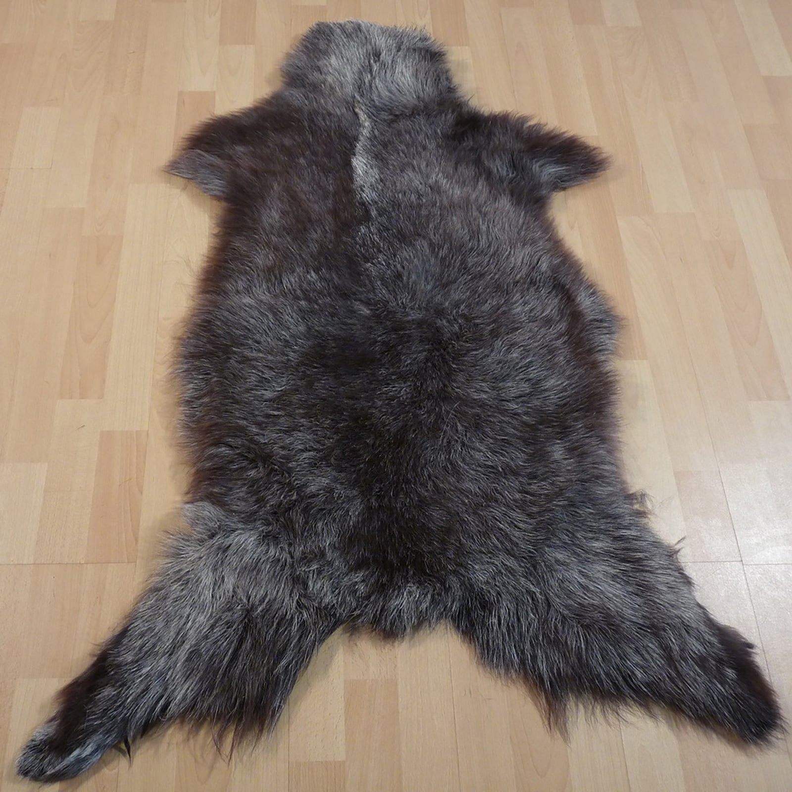 Heidschnuckenfell grau - schwarz - weiss 125x85cm #12841