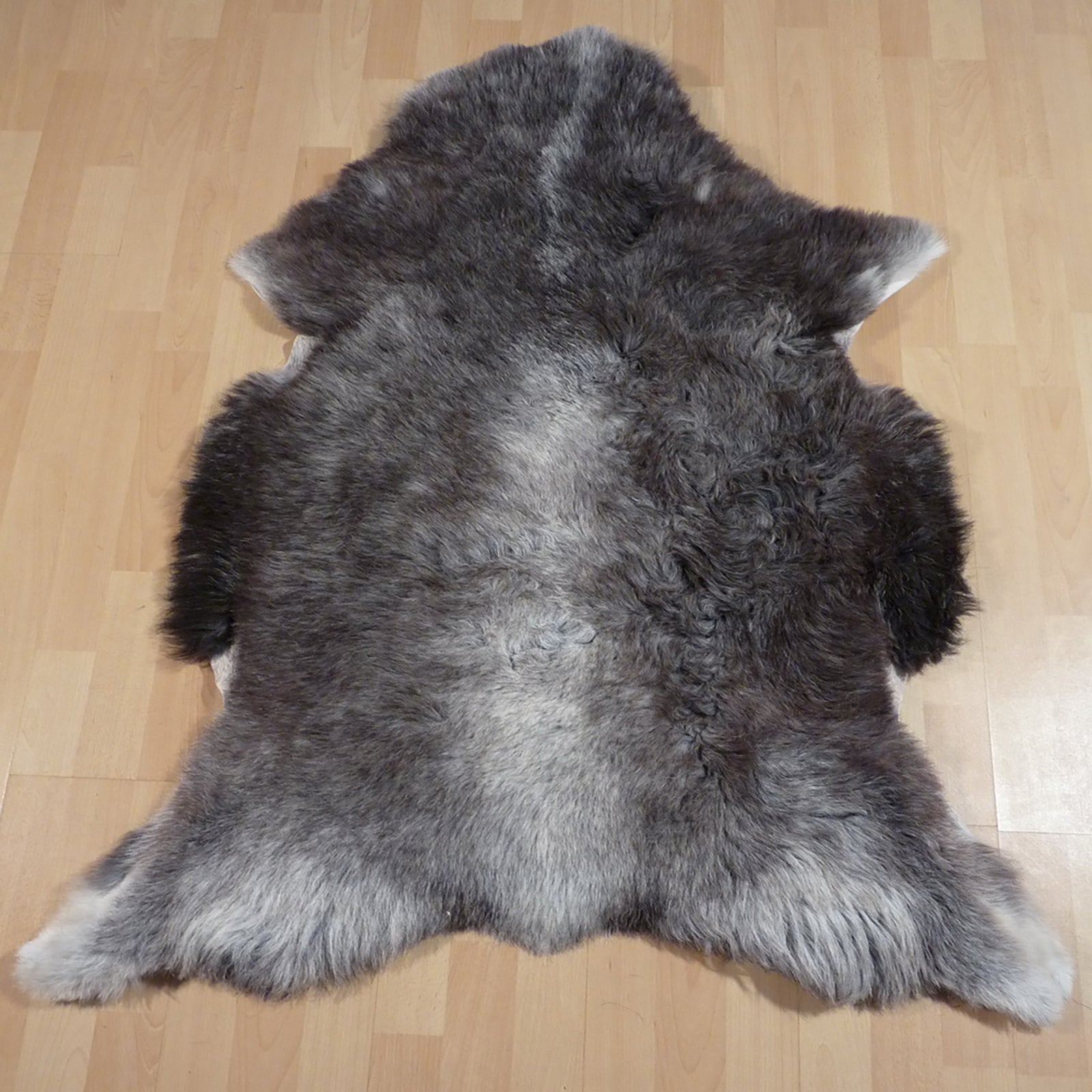 Heidschnuckenfell grau - schwarz - braun 120x100cm #13168