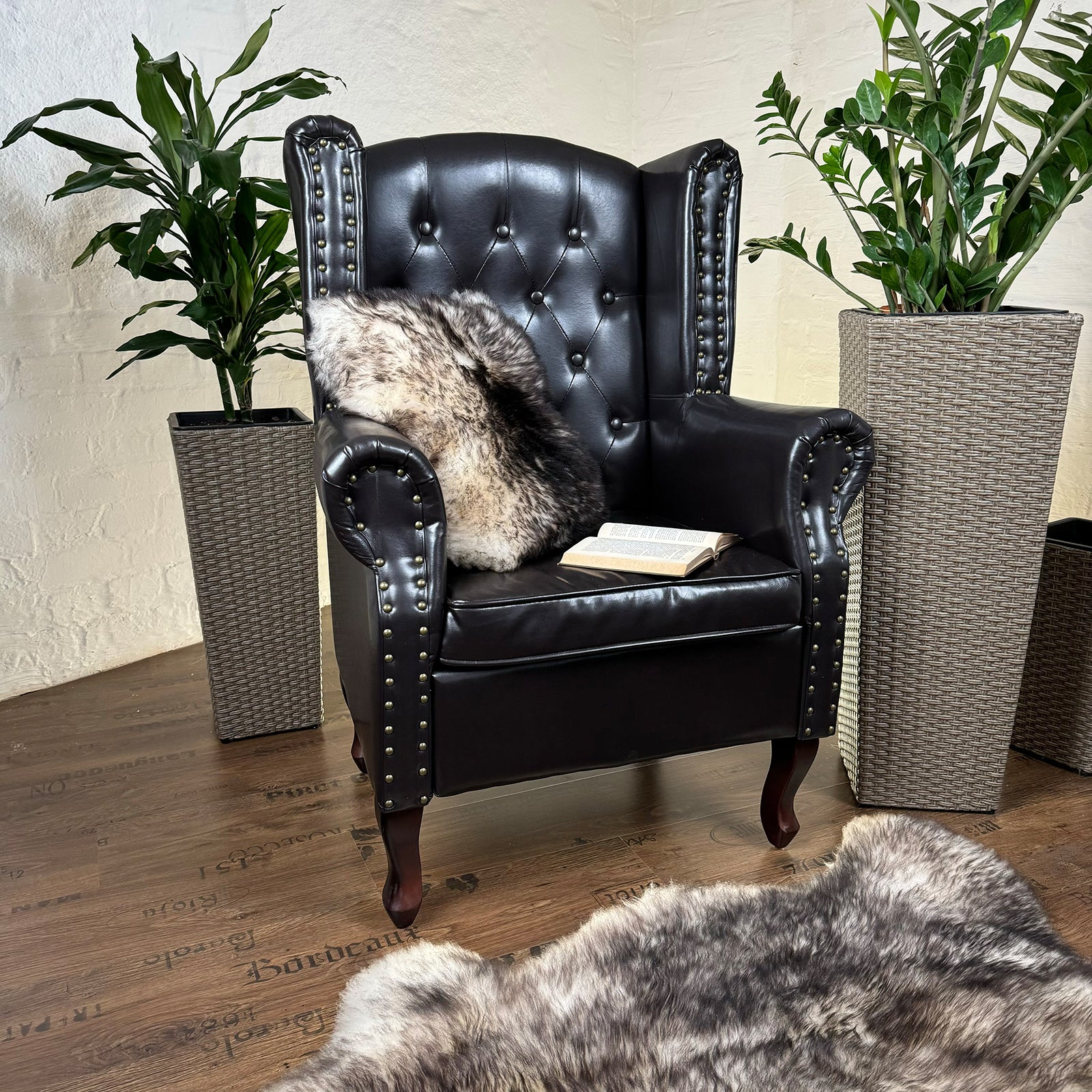 MEIWITT® Schaffellkissen Kissen aus echtem Schaffell weiss - taupe