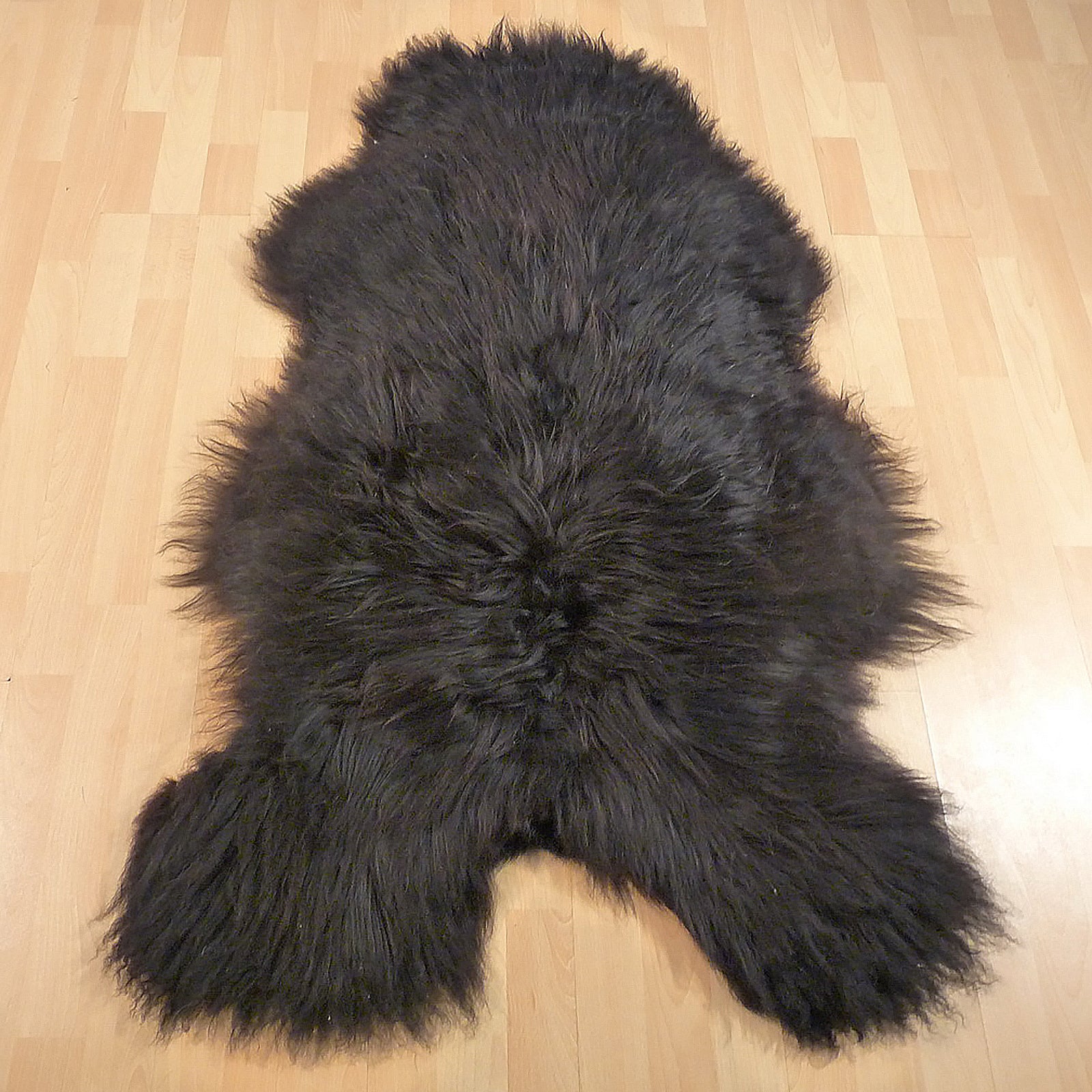 Exklusives Unikat Islandschaffell schwarz - braun 130x80cm #11093