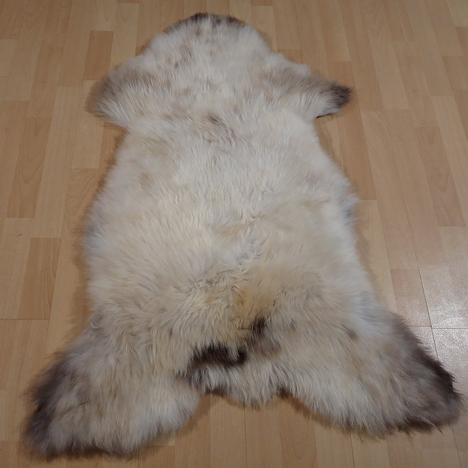 Exklusives Unikat Schaffell weiß - graubraun 110x80cm #13081