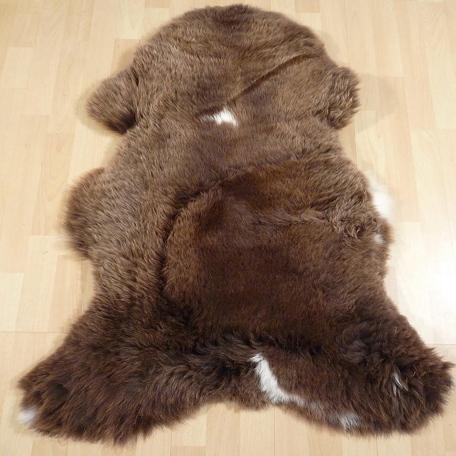 Exklusives Unikat Lammfell braun - weiß 115x80cm #13295