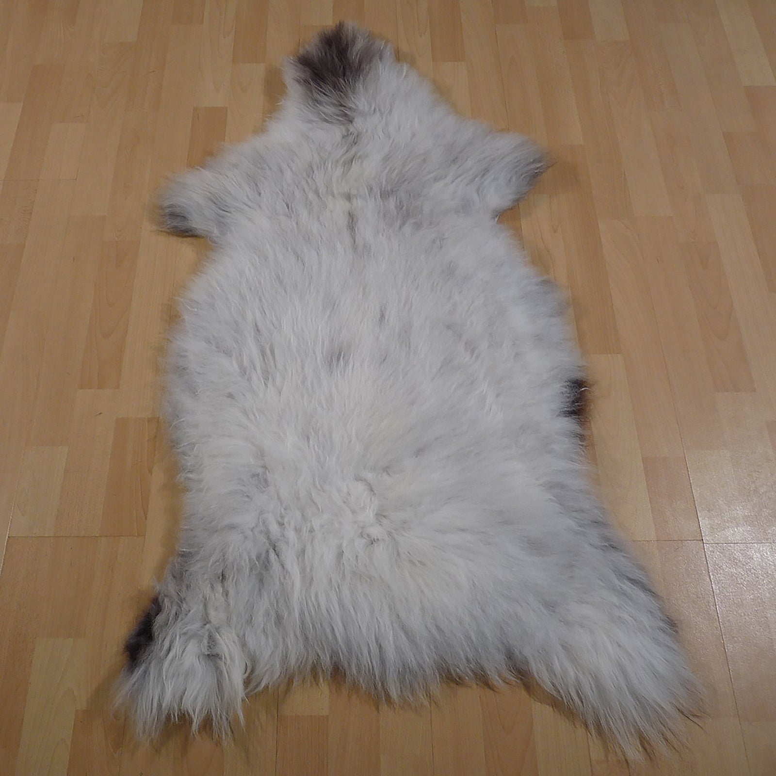 Exklusives Unikat Lammfell weiß - grau 125x75cm #13375