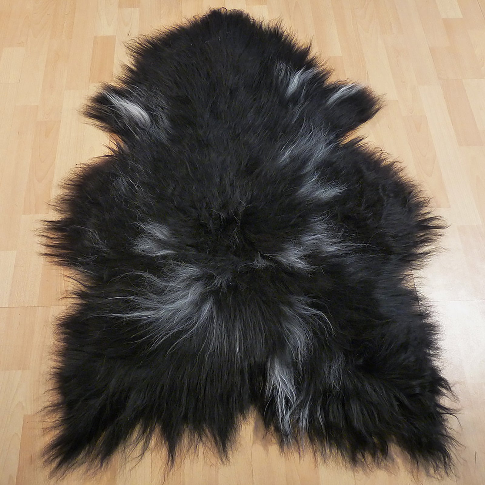 Exklusives Unikat Islandschaffell schwarz - weiß 125x90cm #13411