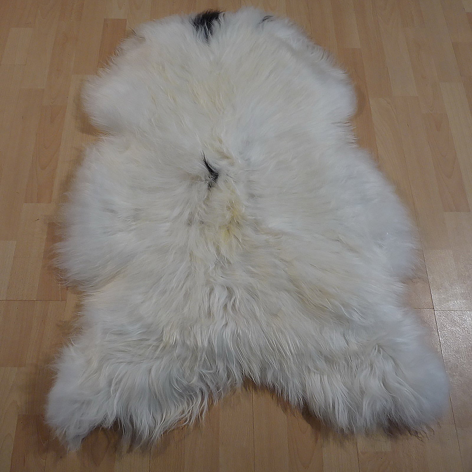 Exklusives Unikat Islandschaffell weiß - schwarz 110x80cm #13446