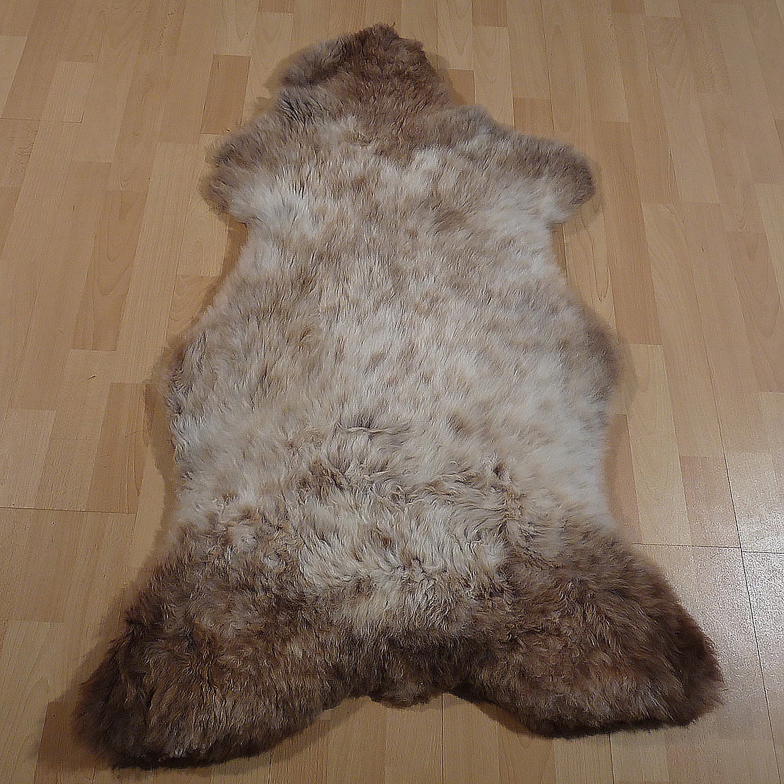 Exklusives Unikat Lammfell weiß - braun 115x75cm #13514