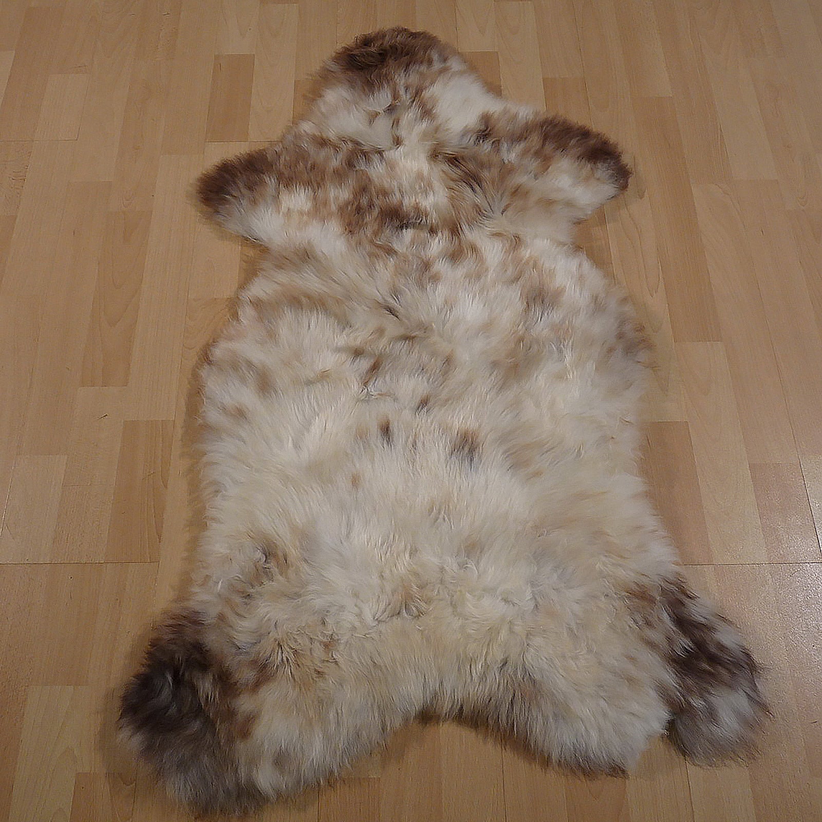 Exklusives Unikat Lammfell weiß - braun 110x70cm #13545