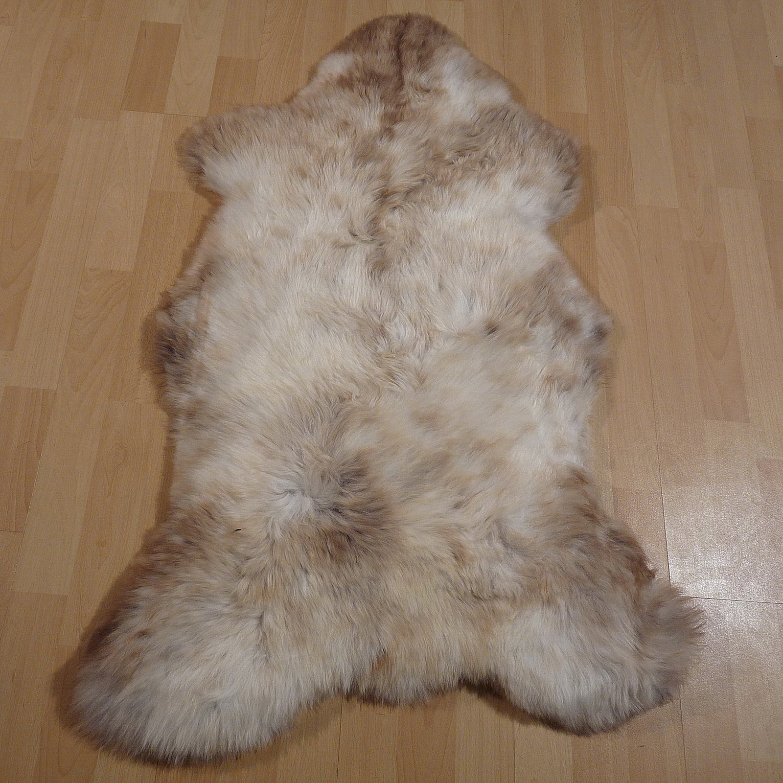 Exklusives Unikat Lammfell weiß - grau - braun 110x70cm #13587