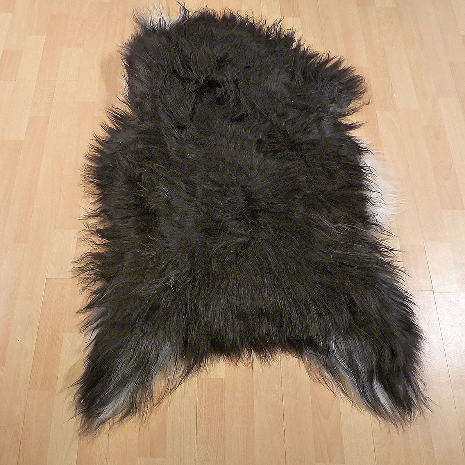 Exklusives Unikat Islandschaffell schwarz - weiß 125x85cm #13627