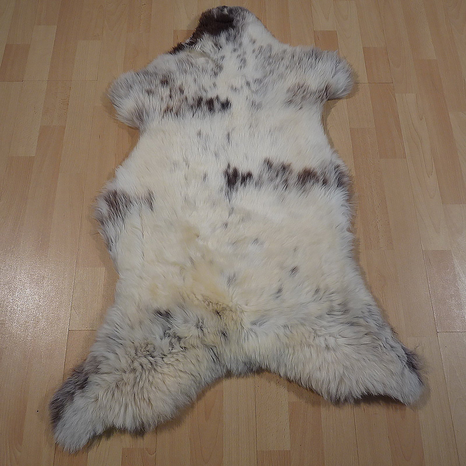 Exklusives Unikat Lammfell weiß - grau - braun 105x75cm #13751
