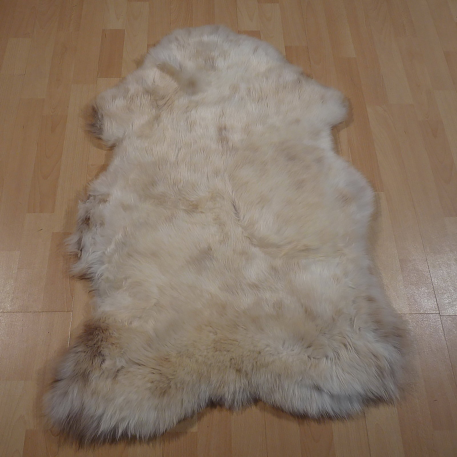 Exklusives Unikat Lammfell weiß - hellbraun 105x70cm #13769