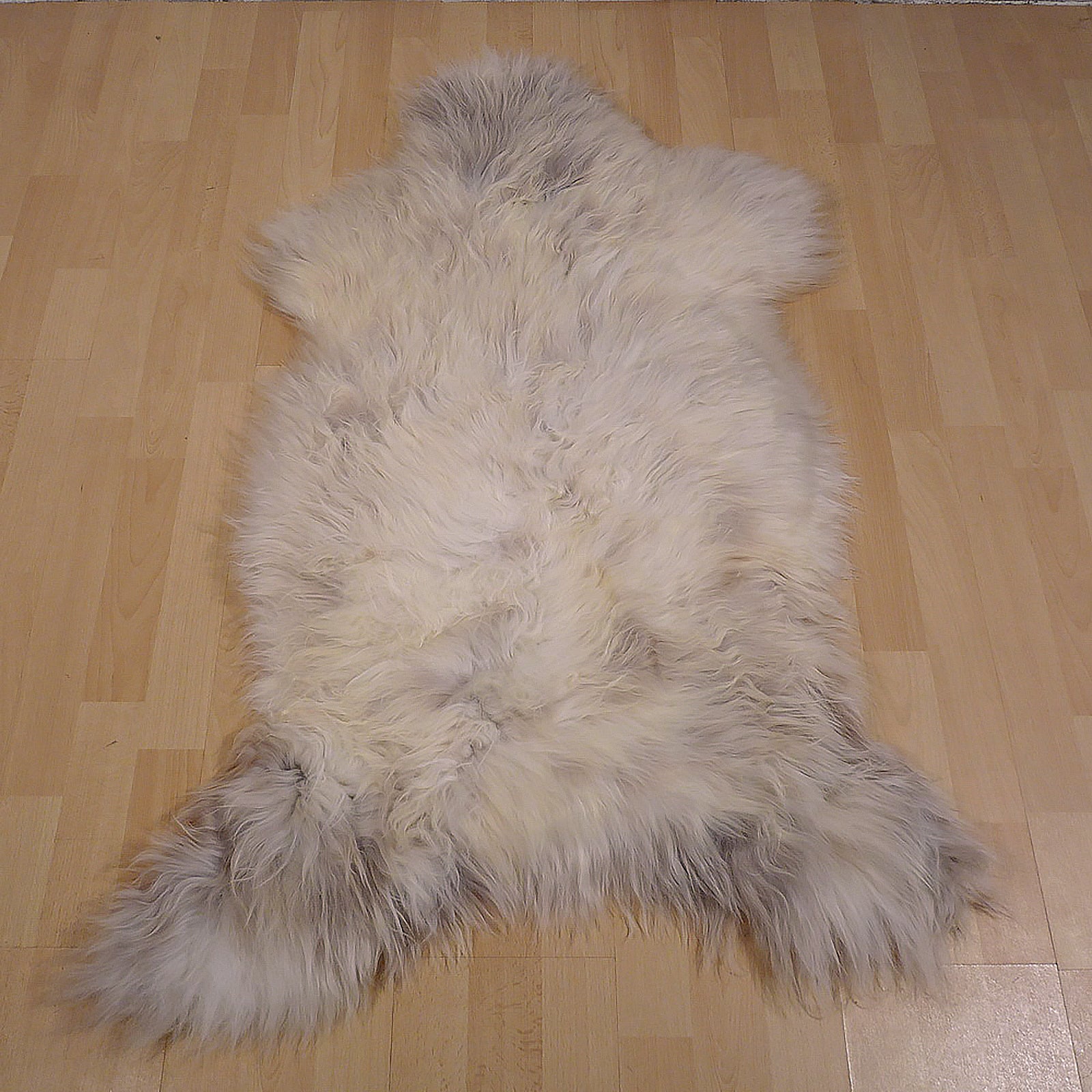 Exklusives Unikat Lammfell weiß - grau - braun 115x80cm #13838