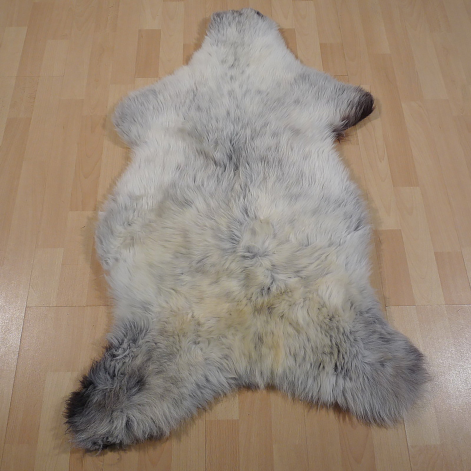 Exklusives Unikat Lammfell grau - weiß - beige 115x70cm #13847
