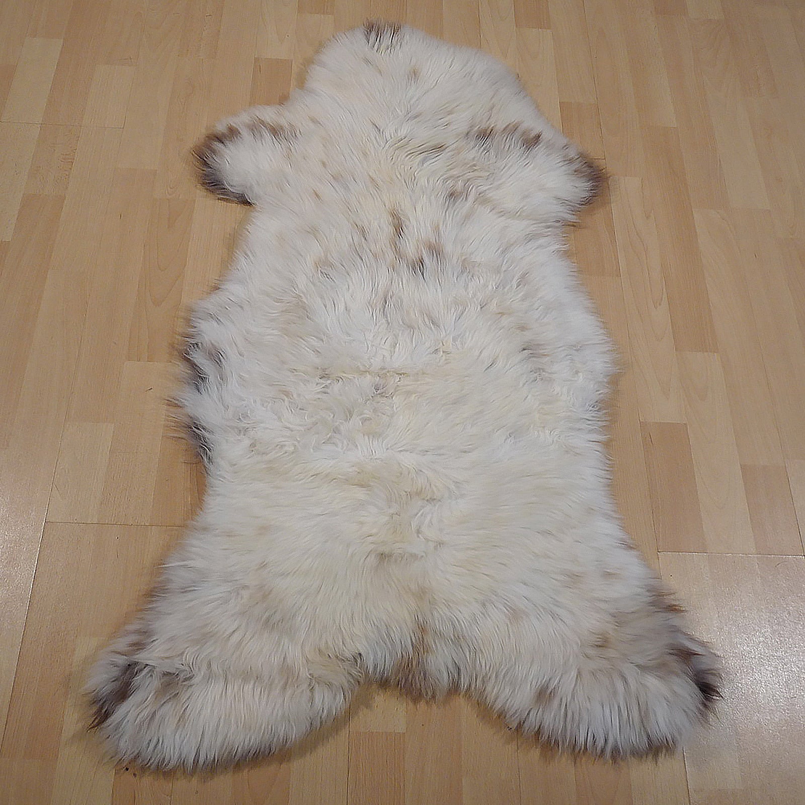 Exklusives Unikat Lammfell weiß - braun 115x70cm #13849