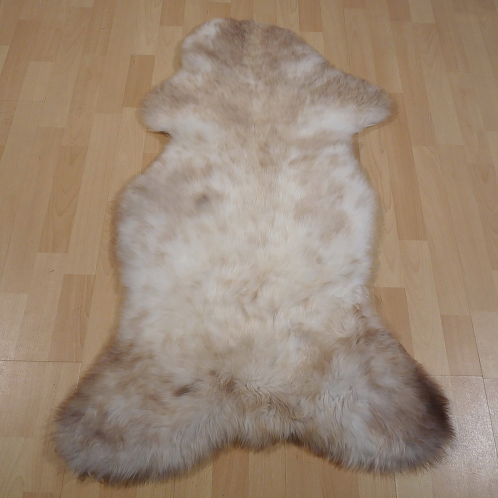 Exklusives Unikat Lammfell weiß - hellbraun 115x70cm #13854