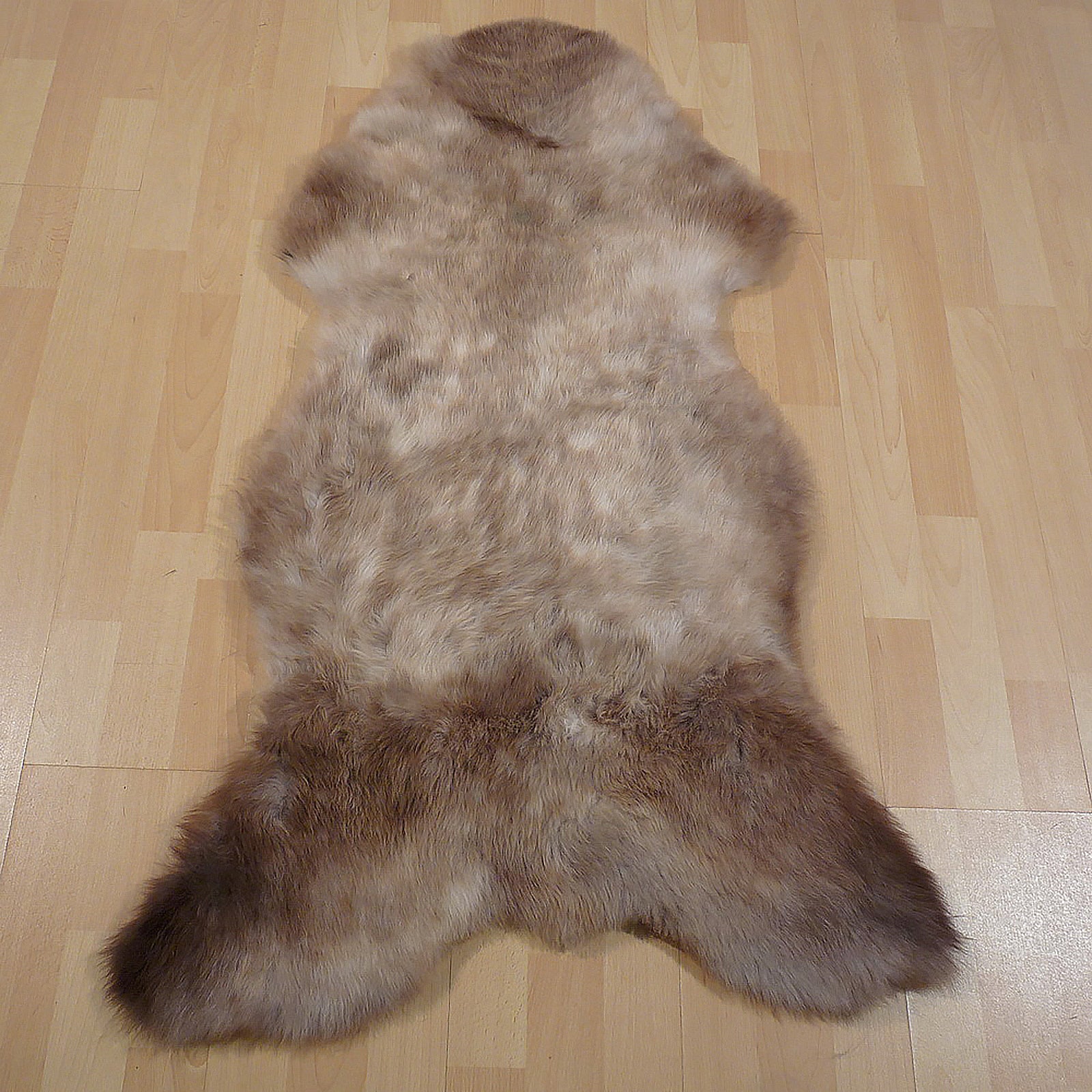 Exklusives Unikat Lammfell braun - weiß 115x70cm #13858