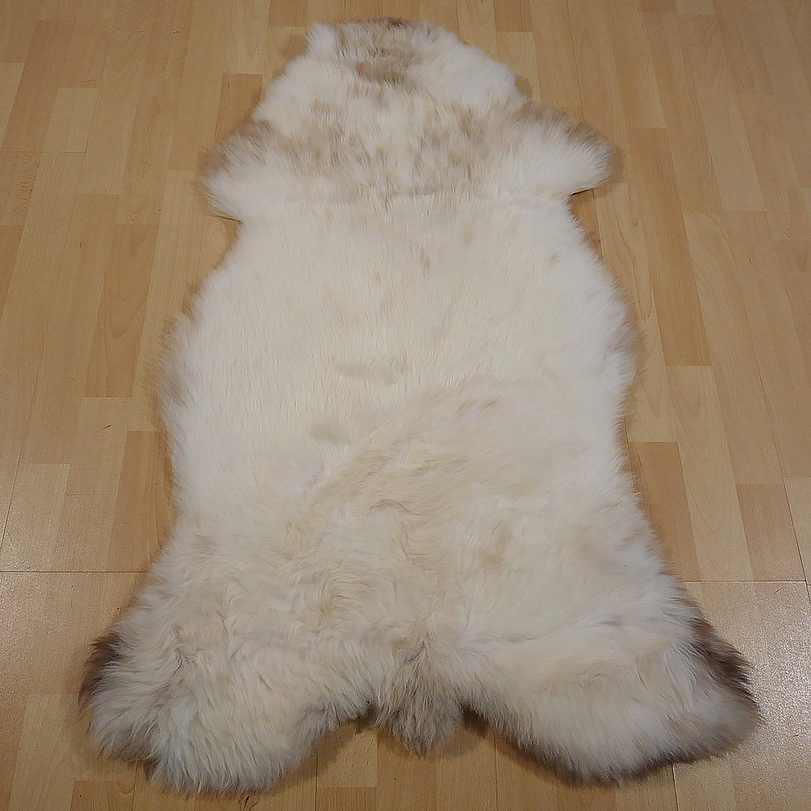 Exklusives Unikat Lammfell weiß - hellbraun 115x75cm #13859
