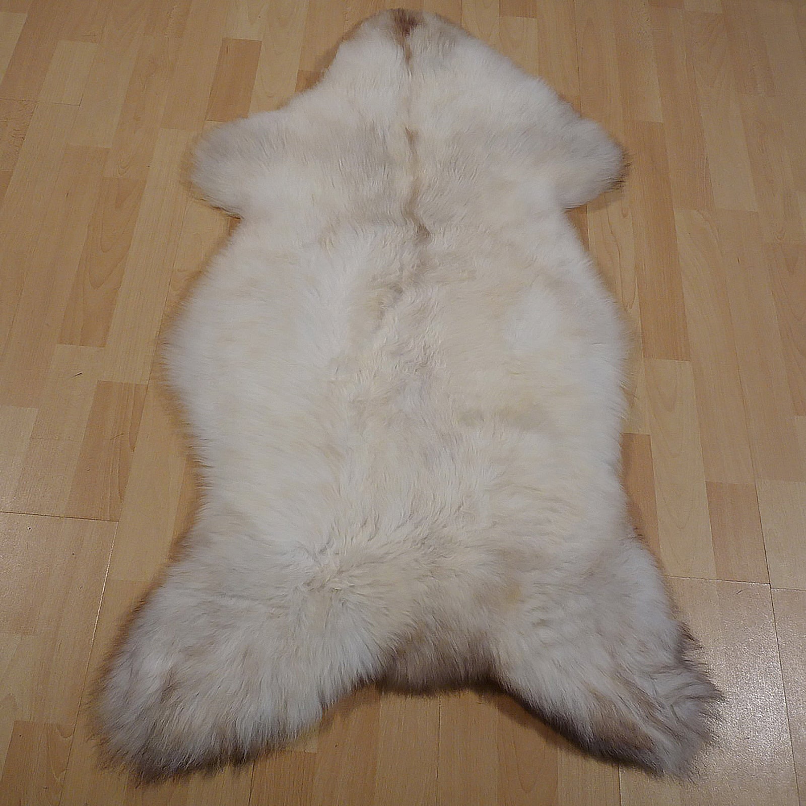 Exklusives Unikat Lammfell weiß - hellbraun 115x70cm #13866