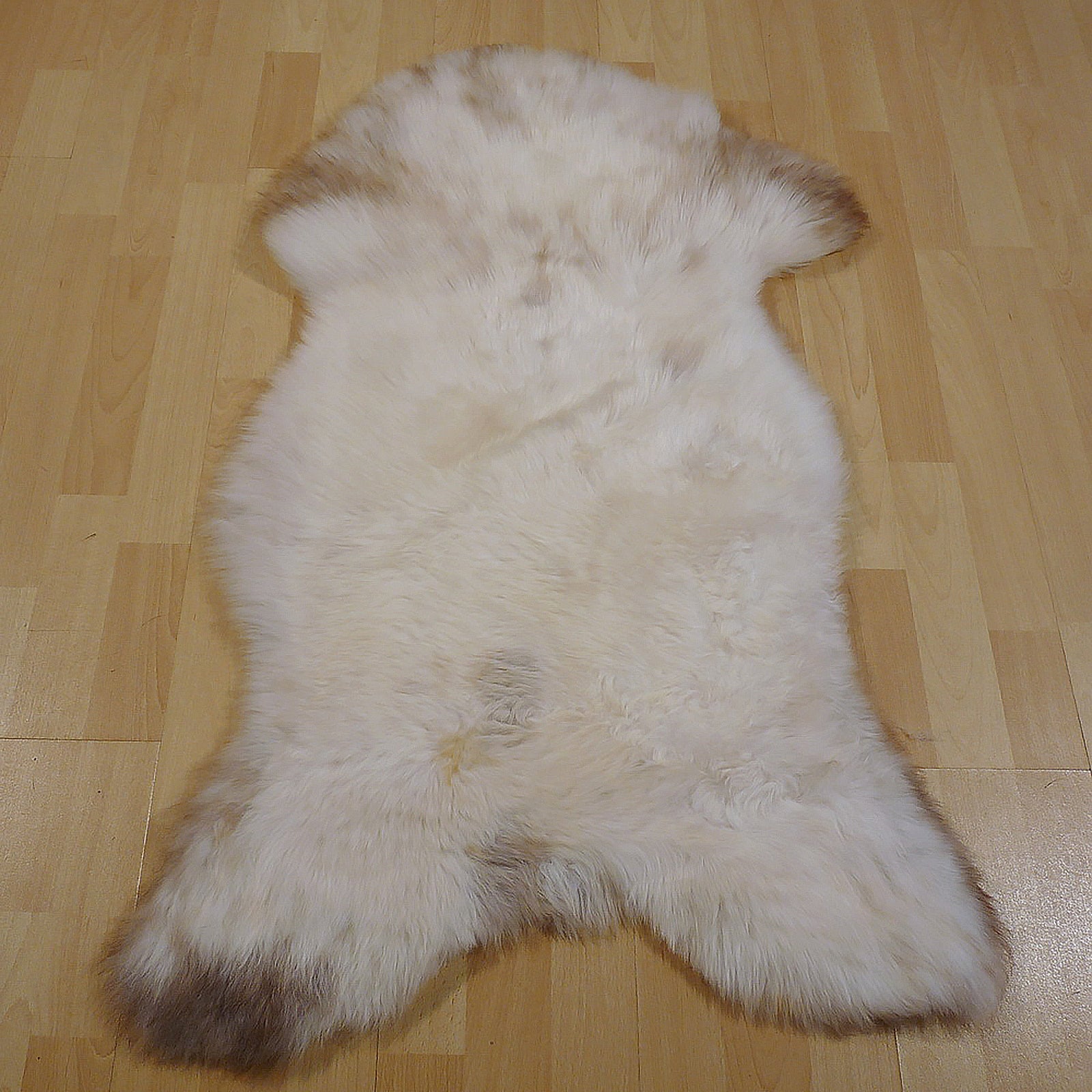 Exklusives Unikat Lammfell weiß - grau - braun 105x70cm #13872
