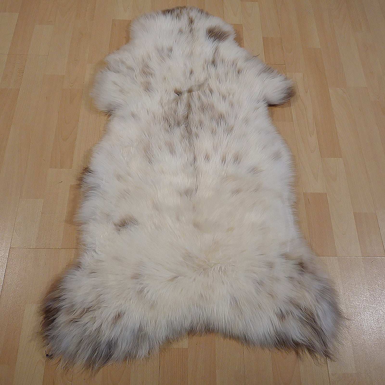 Exklusives Unikat Lammfell weiß - braun 115x70cm #13873