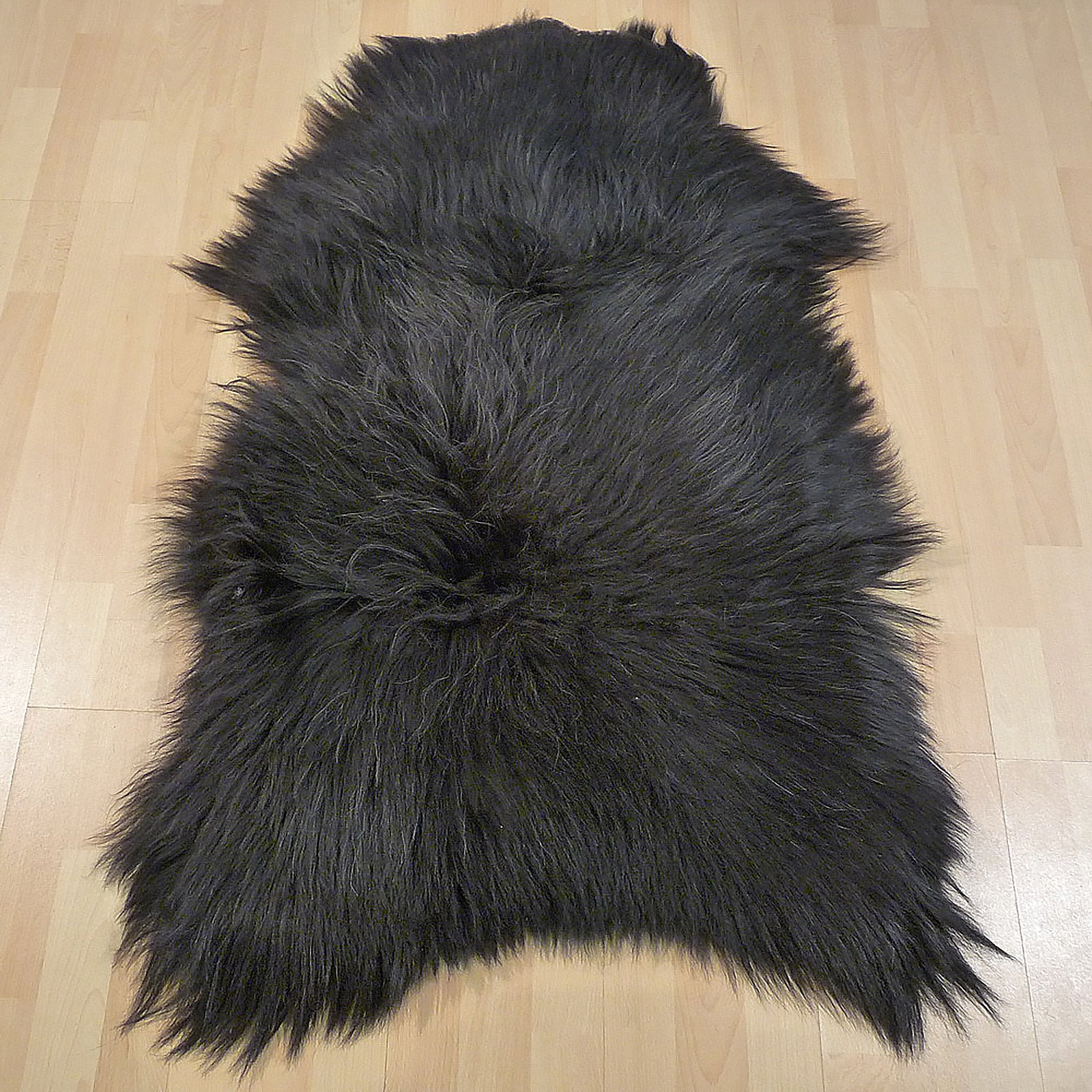 Exklusives Unikat Islandschaffell schwarz - grau 125x80cm #13997