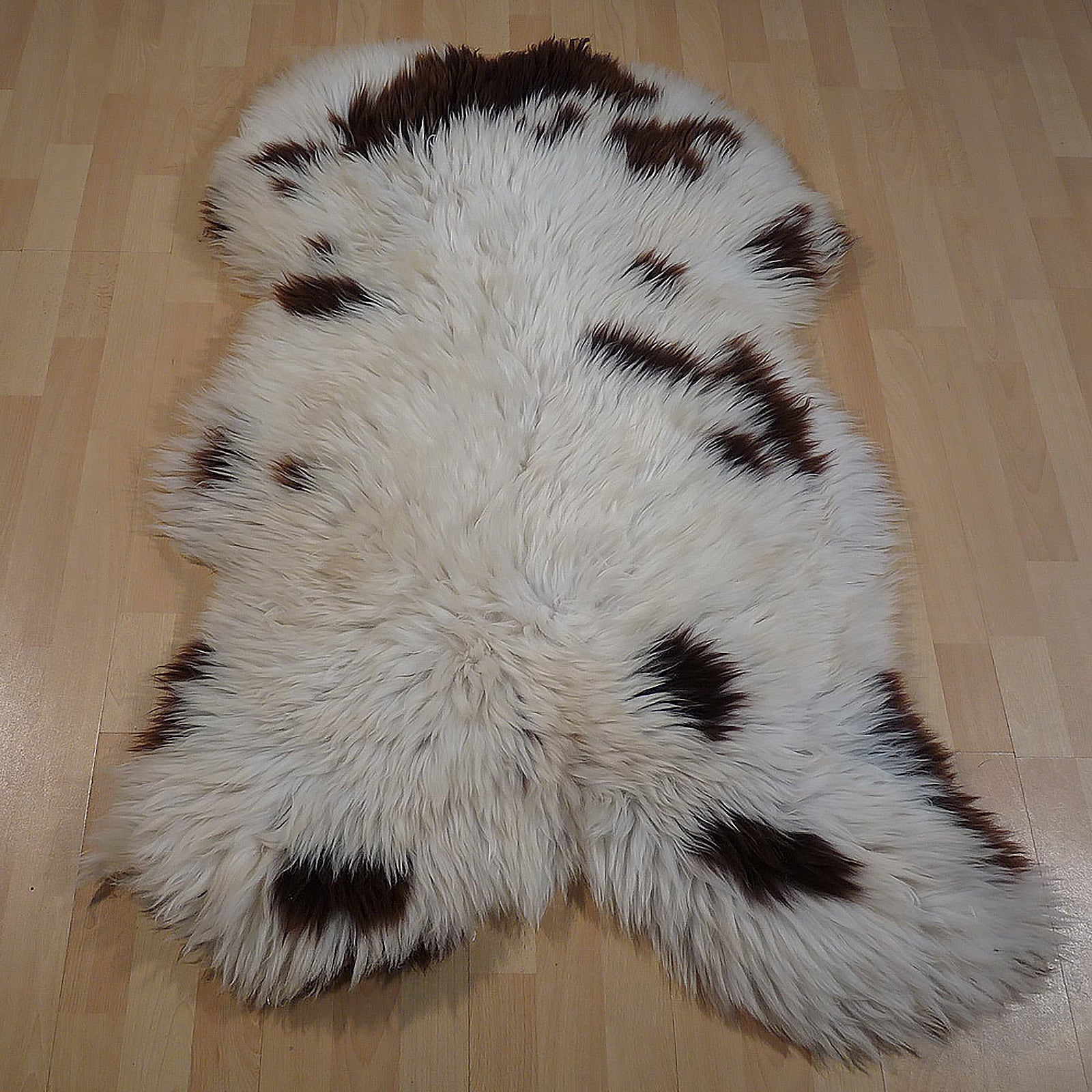 Exklusives Unikat Lammfell weiß - braun 130x95cm #14009