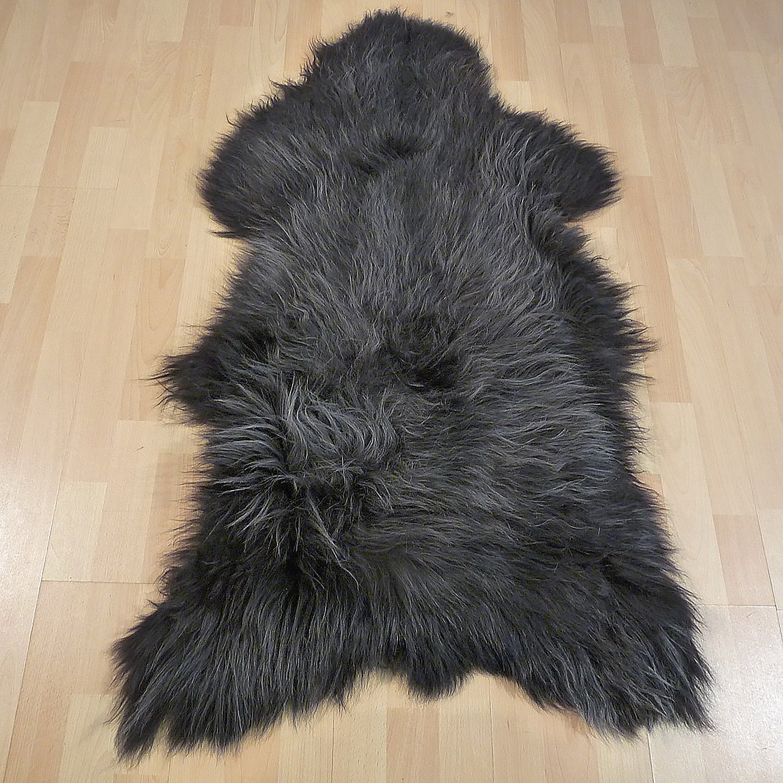 Heidschnuckenfell grau - schwarz 125x75cm #14074