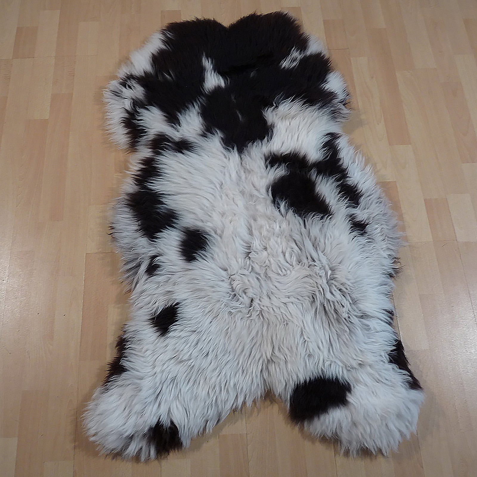 Exklusives Unikat Lammfell dunkelbraun - weiß 130x80cm #14197