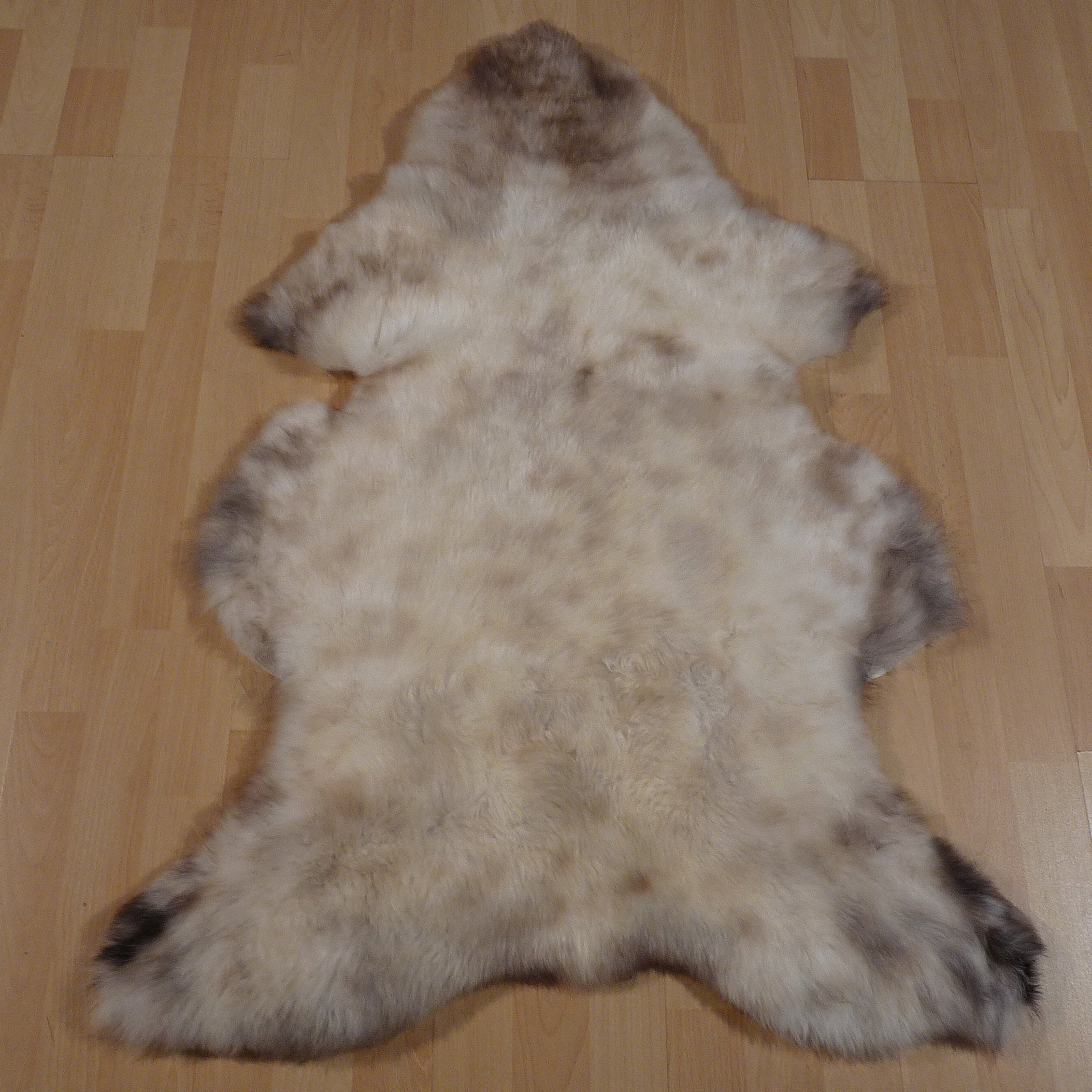 Exklusives Unikat Lammfell weiß - grau - braun 110x80cm #14245