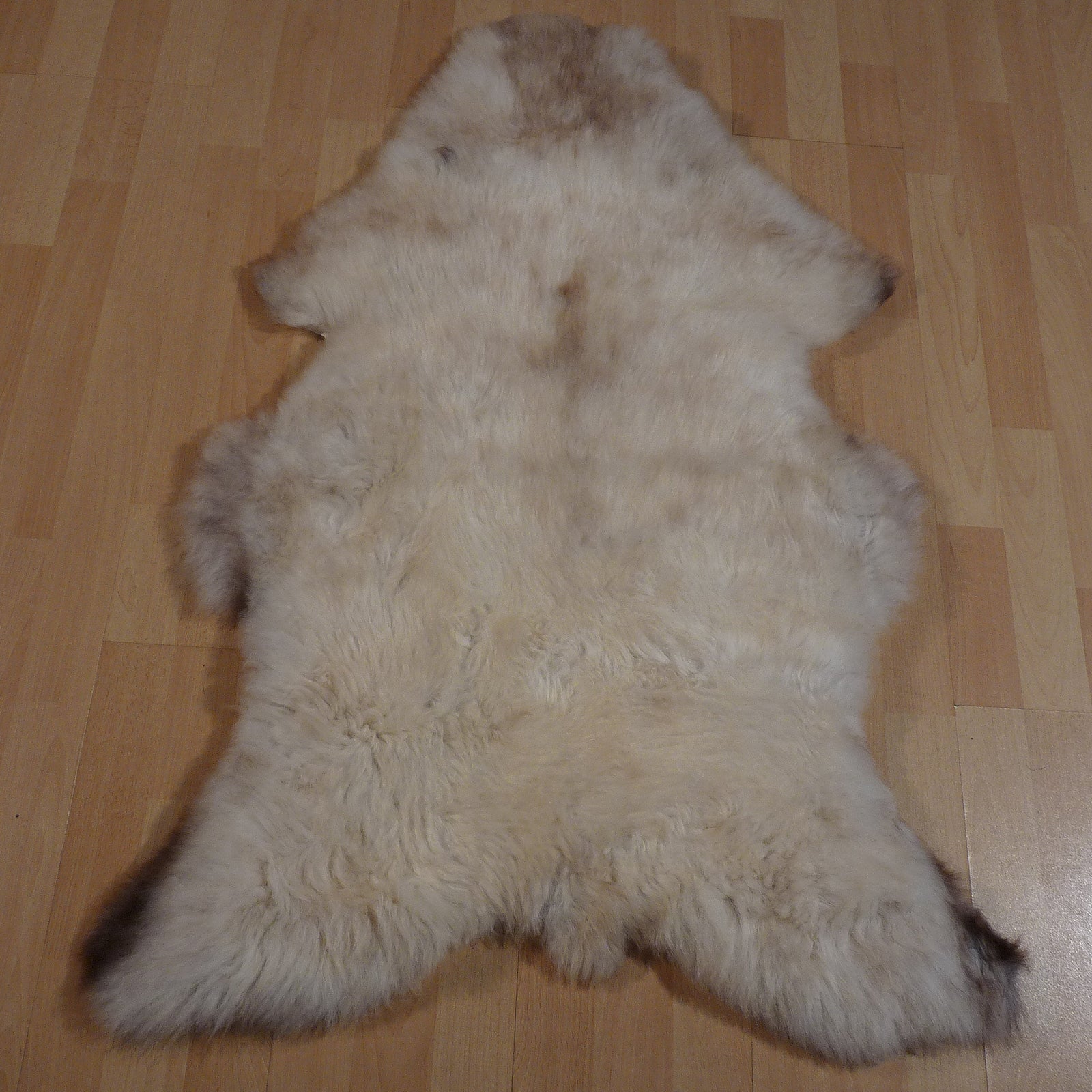 Exklusives Unikat Lammfell weiß - hellbraun 110x80cm #14252