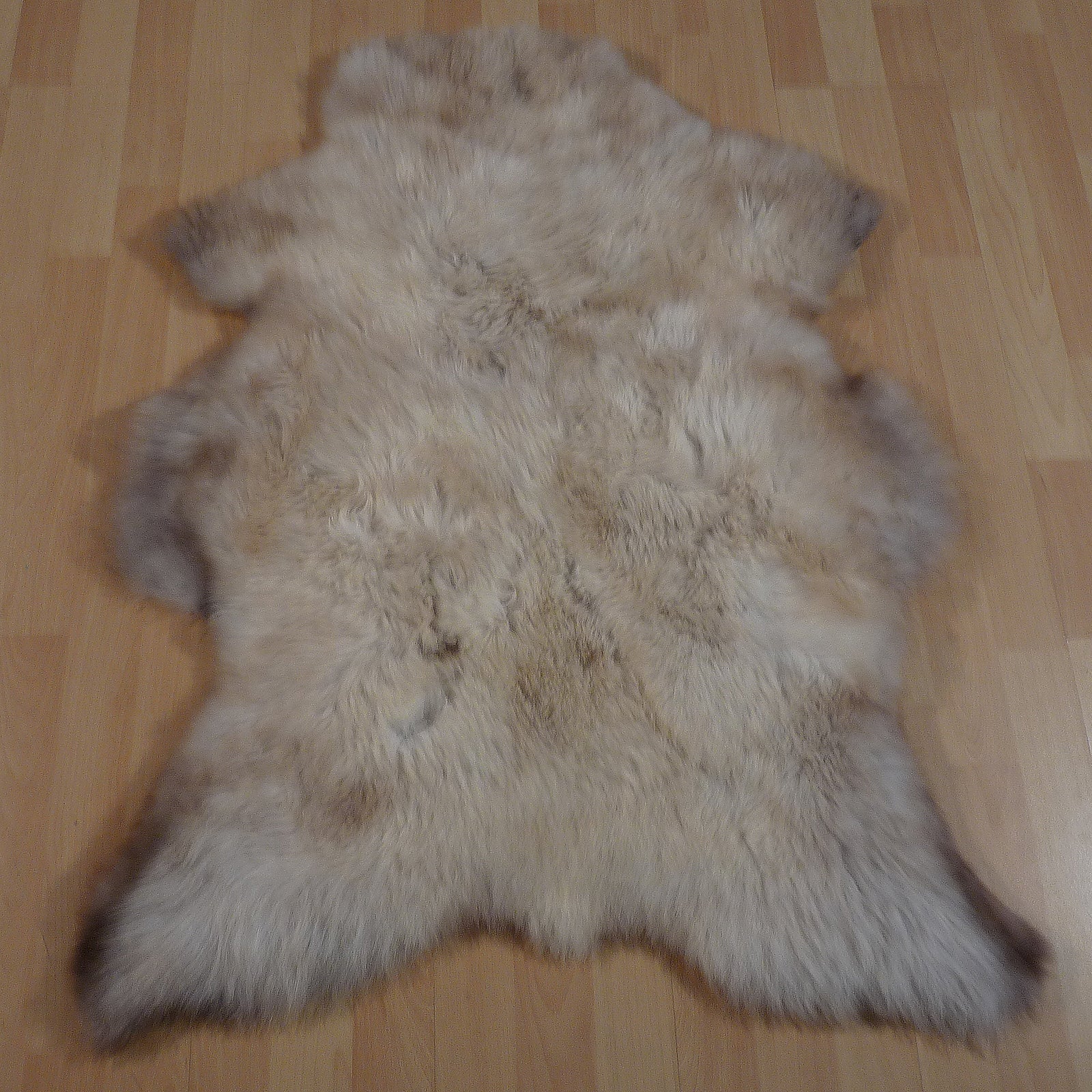 Exklusives Unikat Lammfell weiß - hellbraun - grau 105x80cm #14253