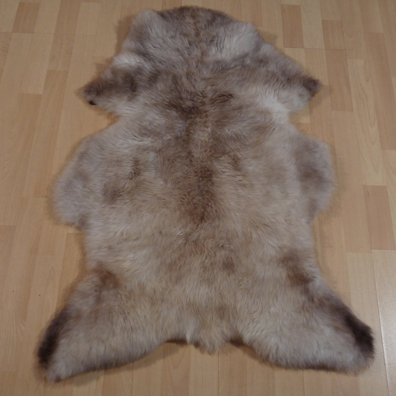 Exklusives Unikat Lammfell weiß - braun - grau 110x80cm #14254
