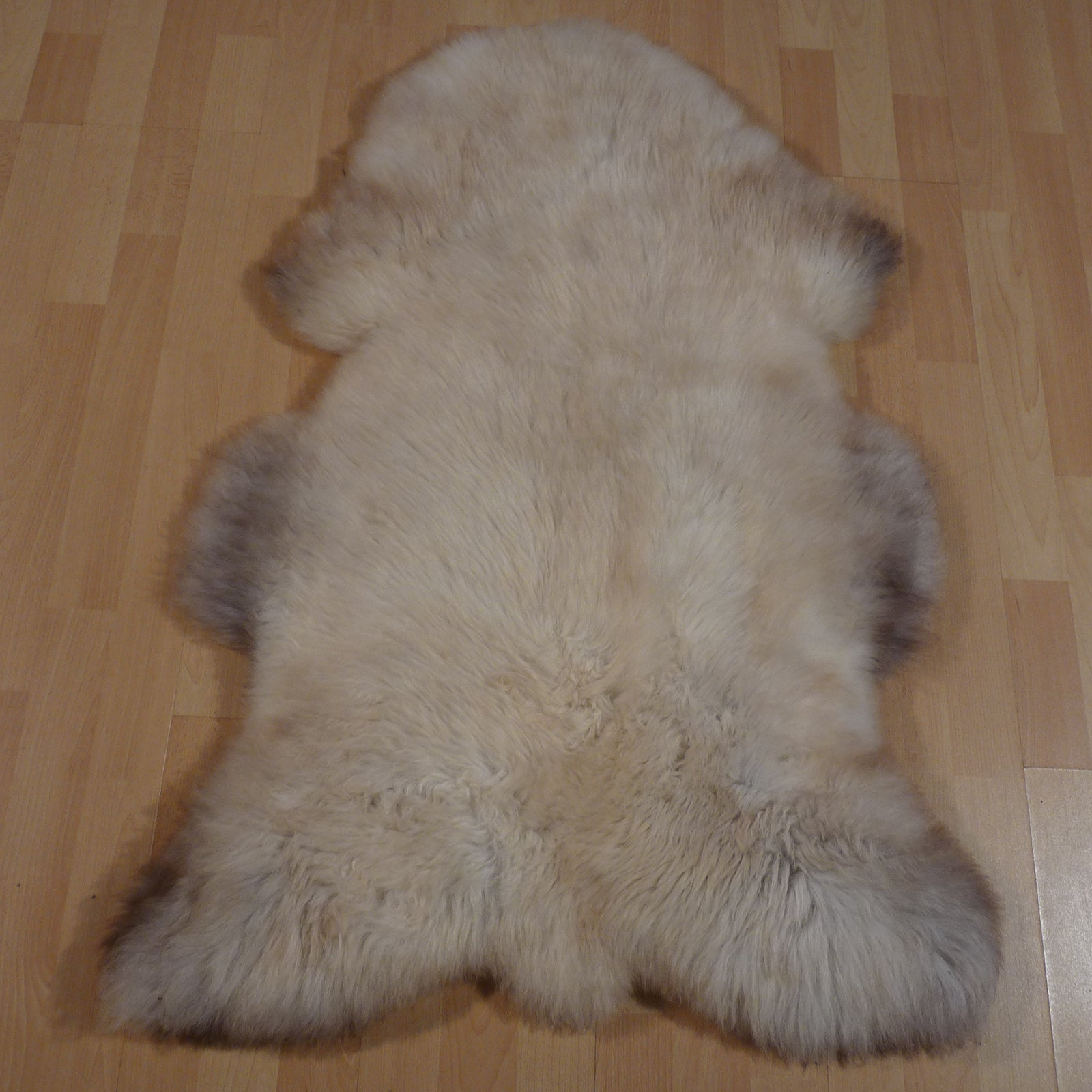 Exklusives Unikat Lammfell weiß - hellbraun 110x75cm #14258
