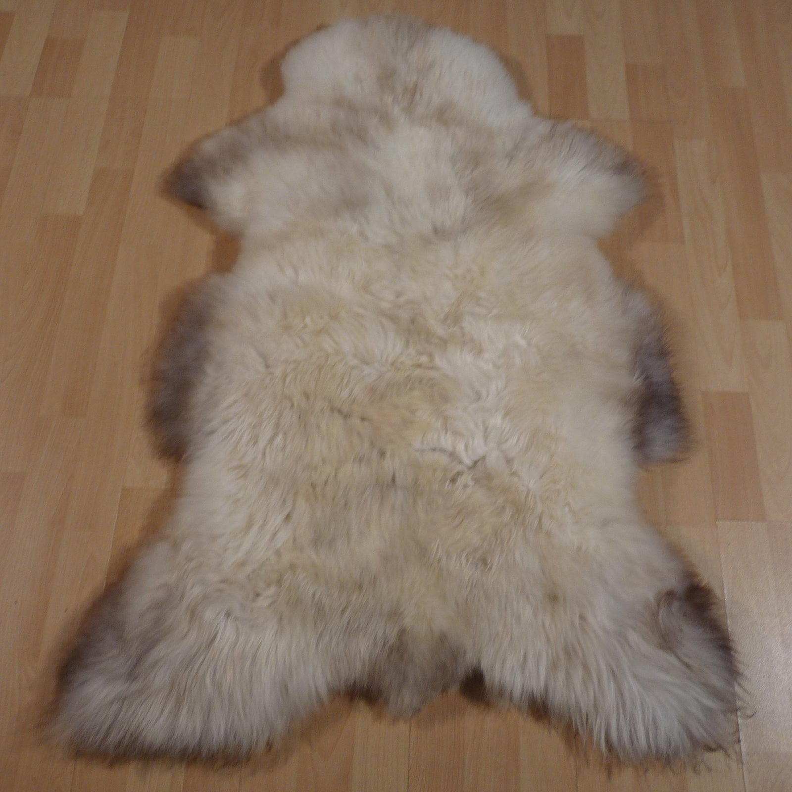 Exklusives Unikat Lammfell weiß - hellbraun 115x80cm #14260