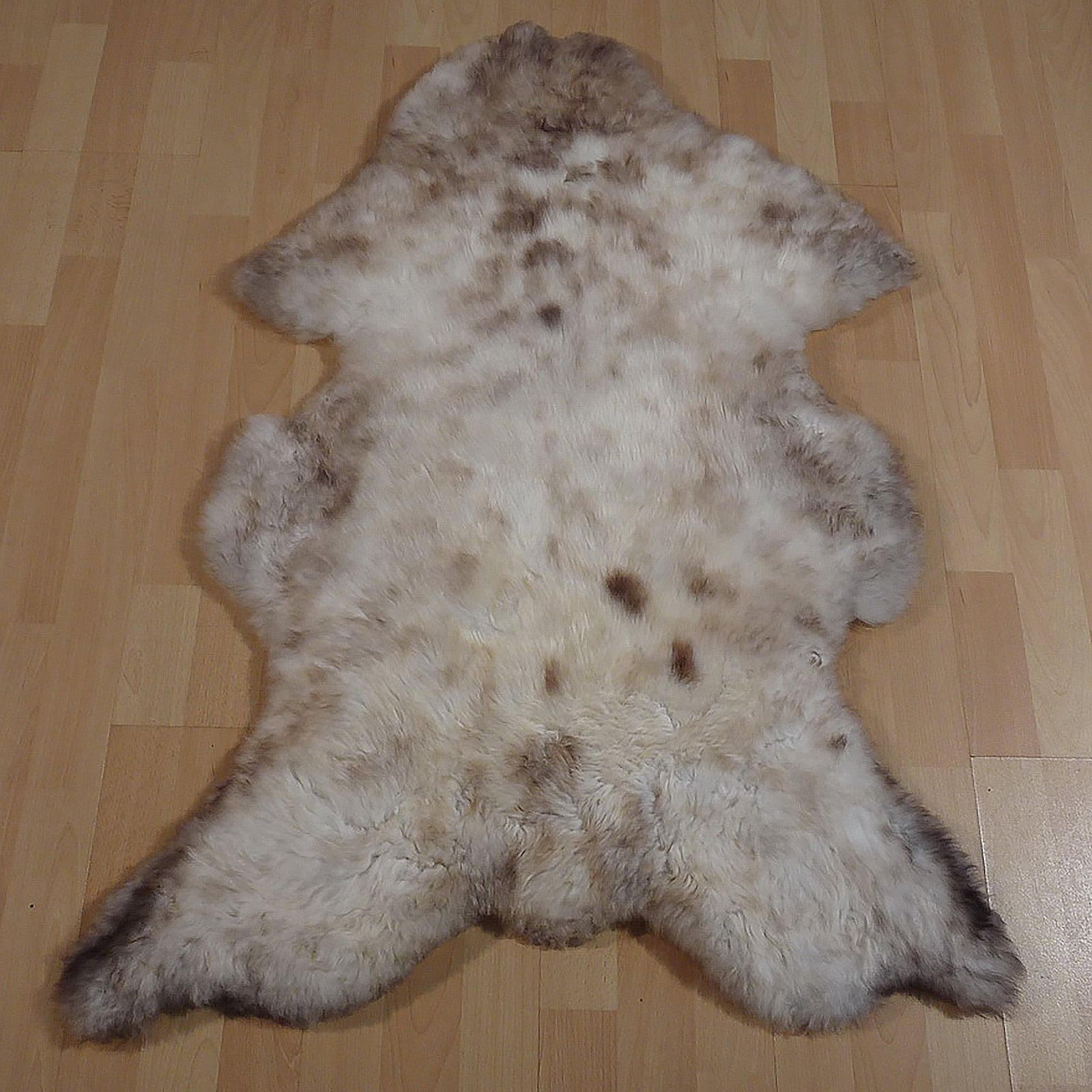 Exklusives Unikat Lammfell weiß - hellbraun 110x80cm #14280