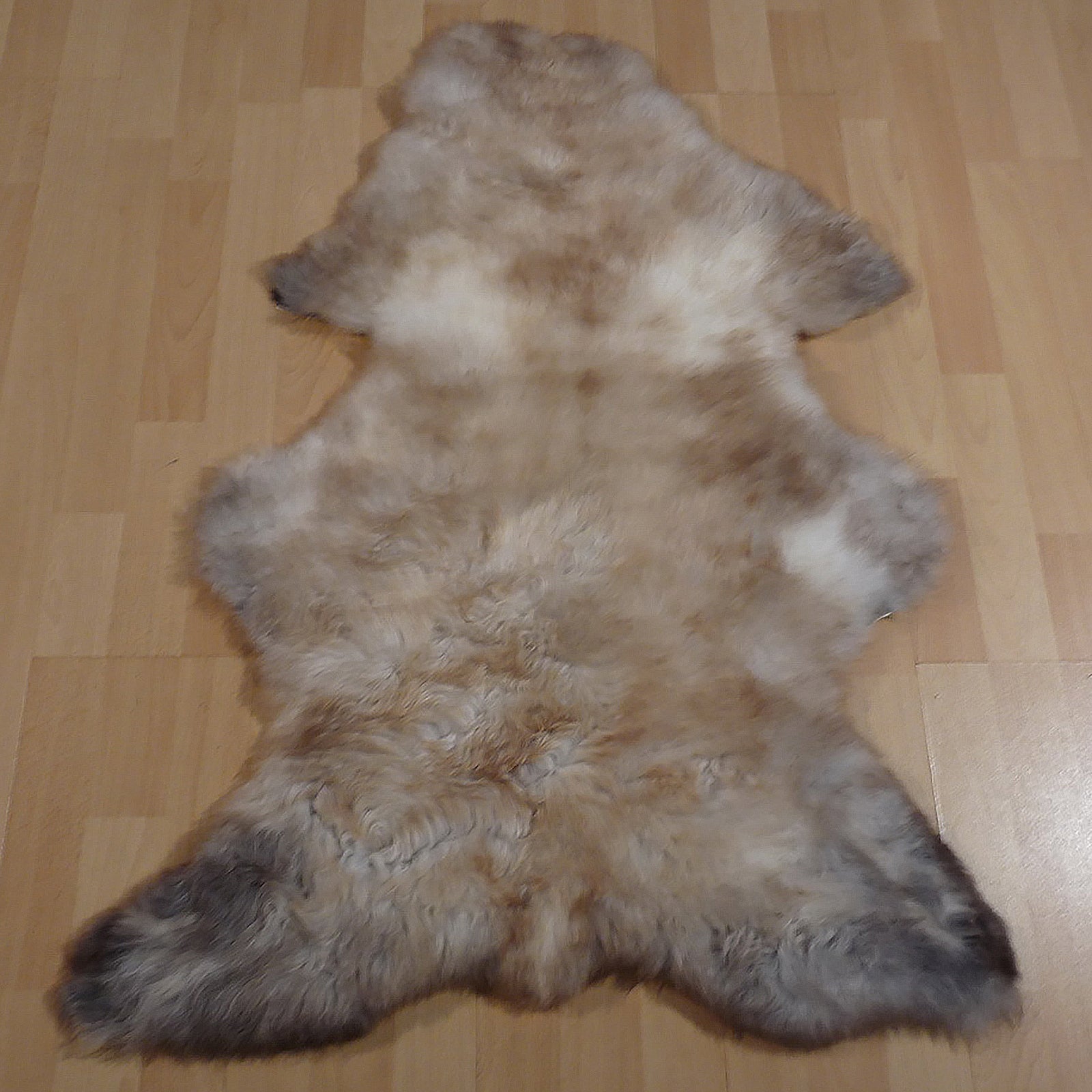 Exklusives Unikat Lammfell weiß - hellbraun - grau 105x80cm #14283