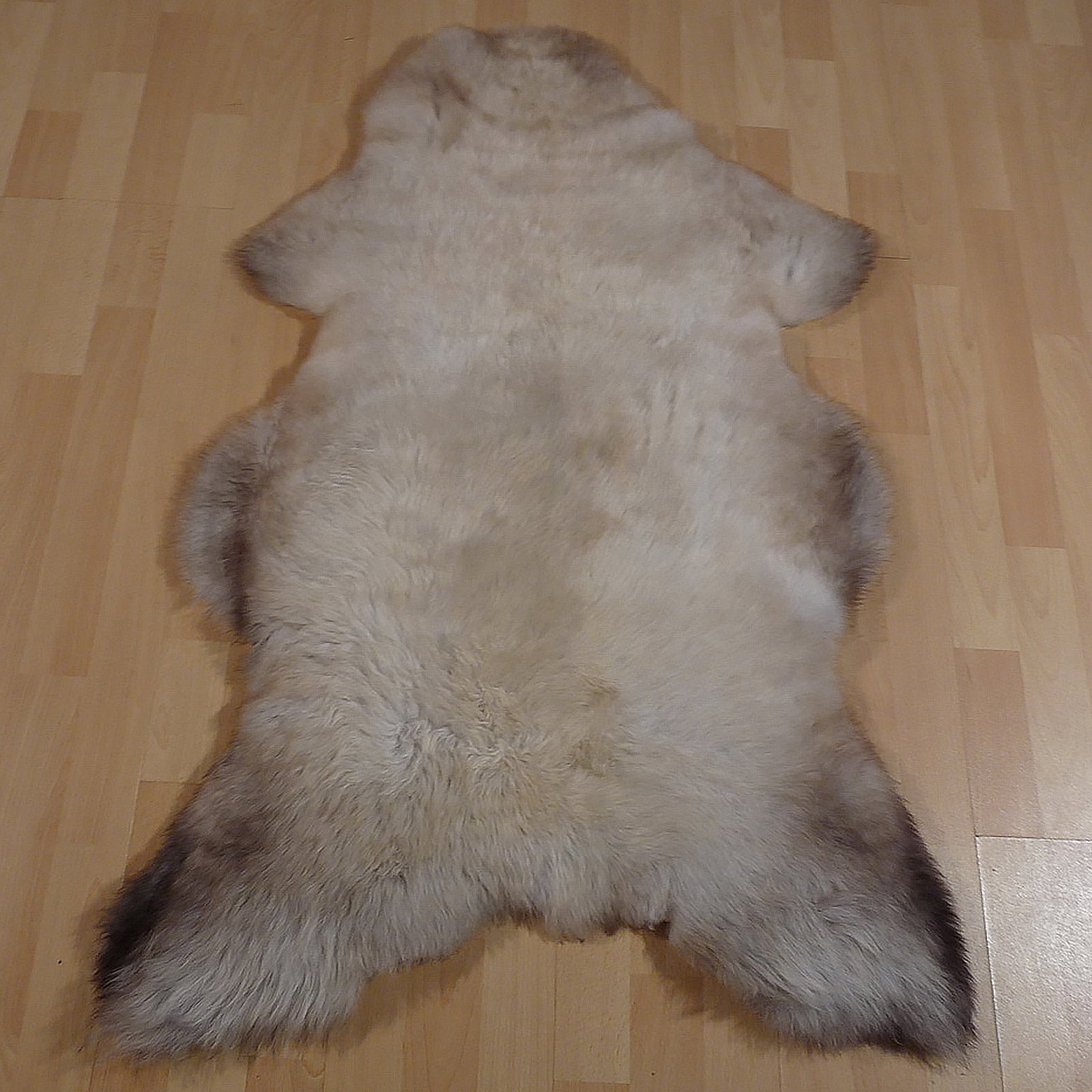 Exklusives Unikat Lammfell hellgrau - hellbraun 115x80cm #14284
