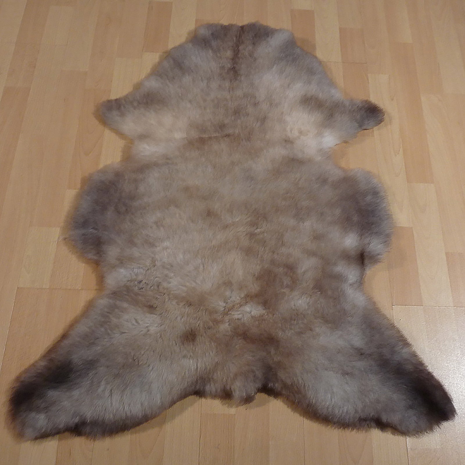 Exklusives Unikat Lammfell grau - braun 105x85cm #14285