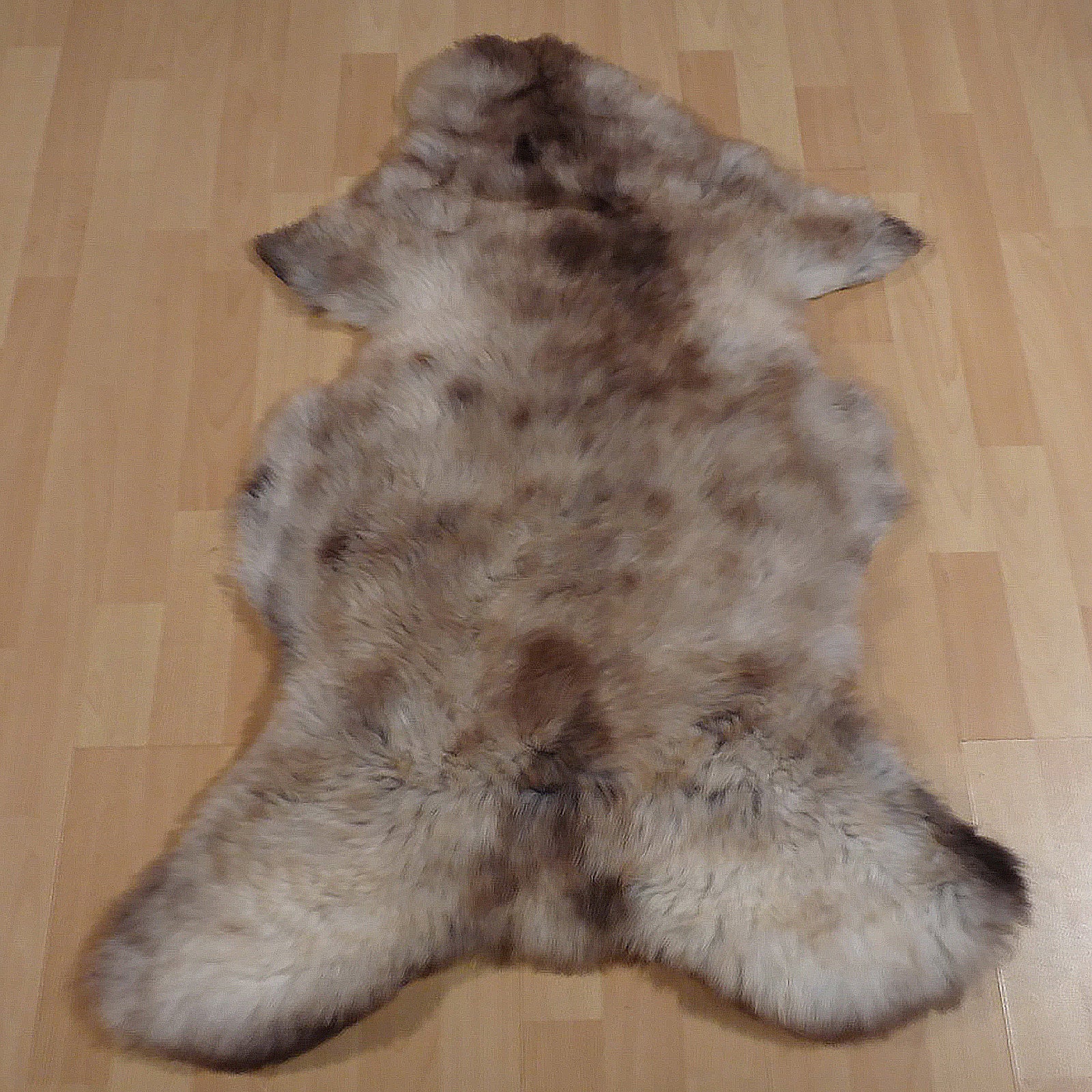 Exklusives Unikat Lammfell weiß - grau - hellbraun 110x80cm #14287