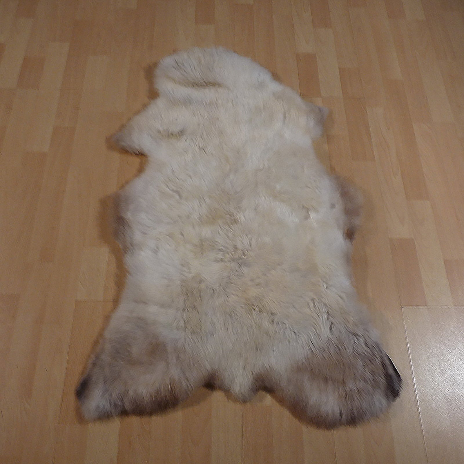 Exklusives Unikat Lammfell weiß - hellbraun 110x70cm #14291