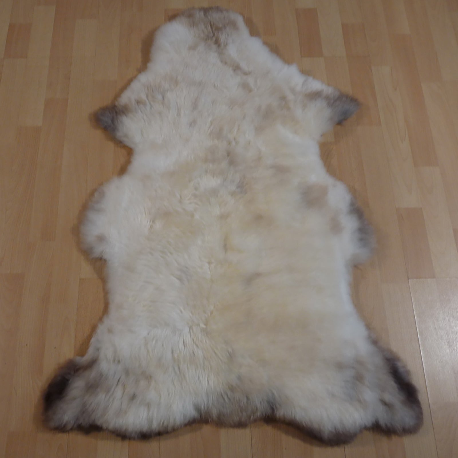 Exklusives Unikat Lammfell weiß - grau - braun 115x85cm #14300