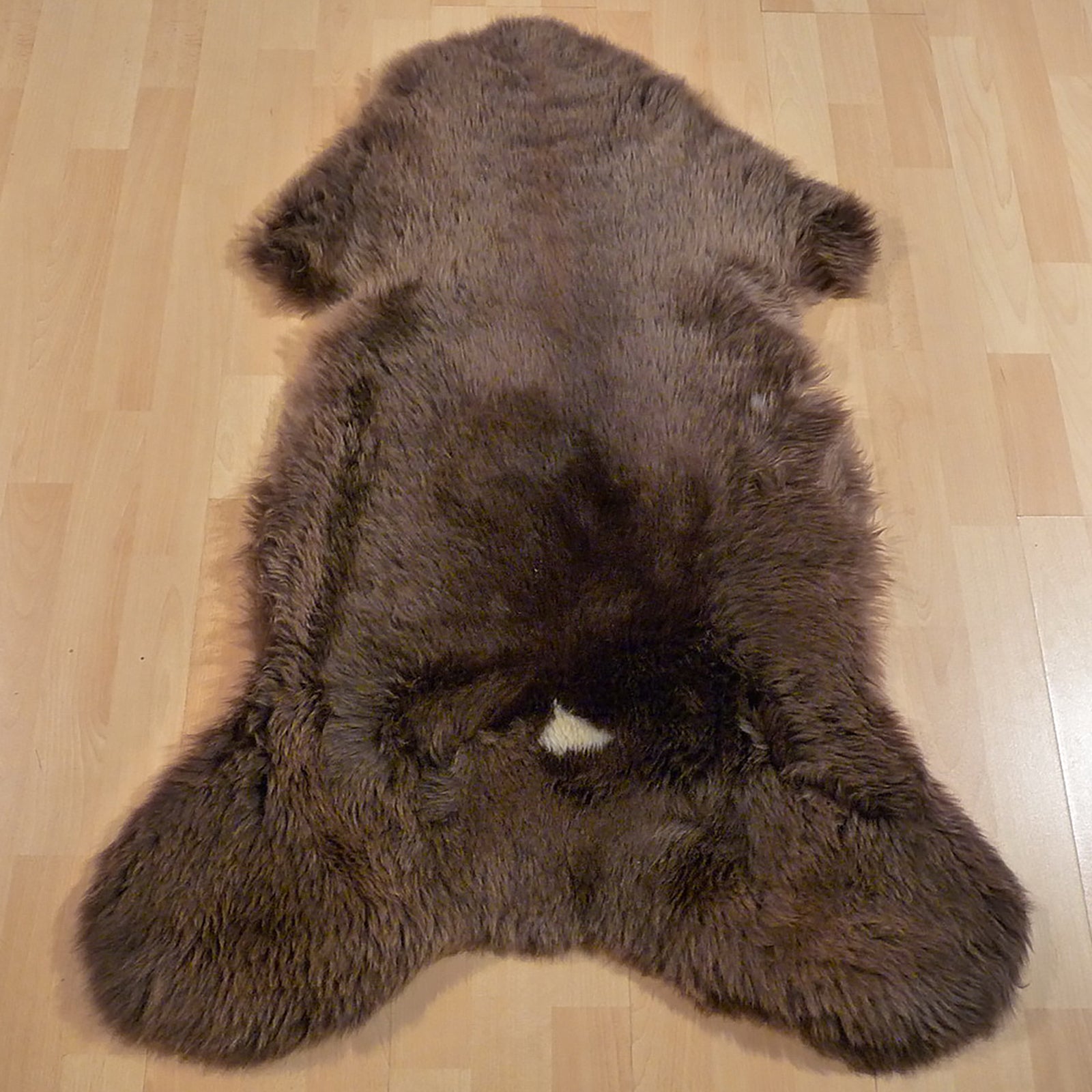 Exklusives Unikat Lammfell braun - weiß 110x80cm #14312
