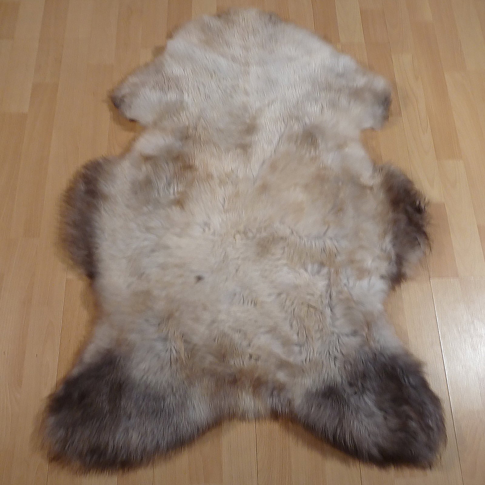 Exklusives Unikat Lammfell grau - braun 115x80cm #14317