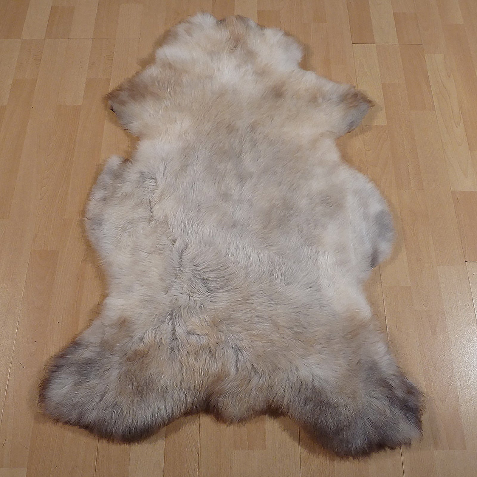 Exklusives Unikat Lammfell weiß - grau - braun 115x75cm #14320