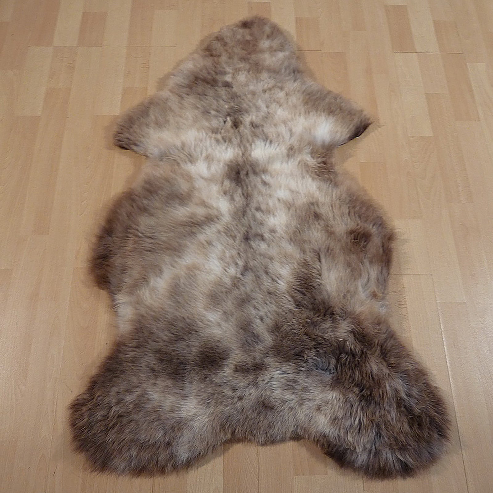 Exklusives Unikat Lammfell weiß - grau - braun 115x75cm #14332