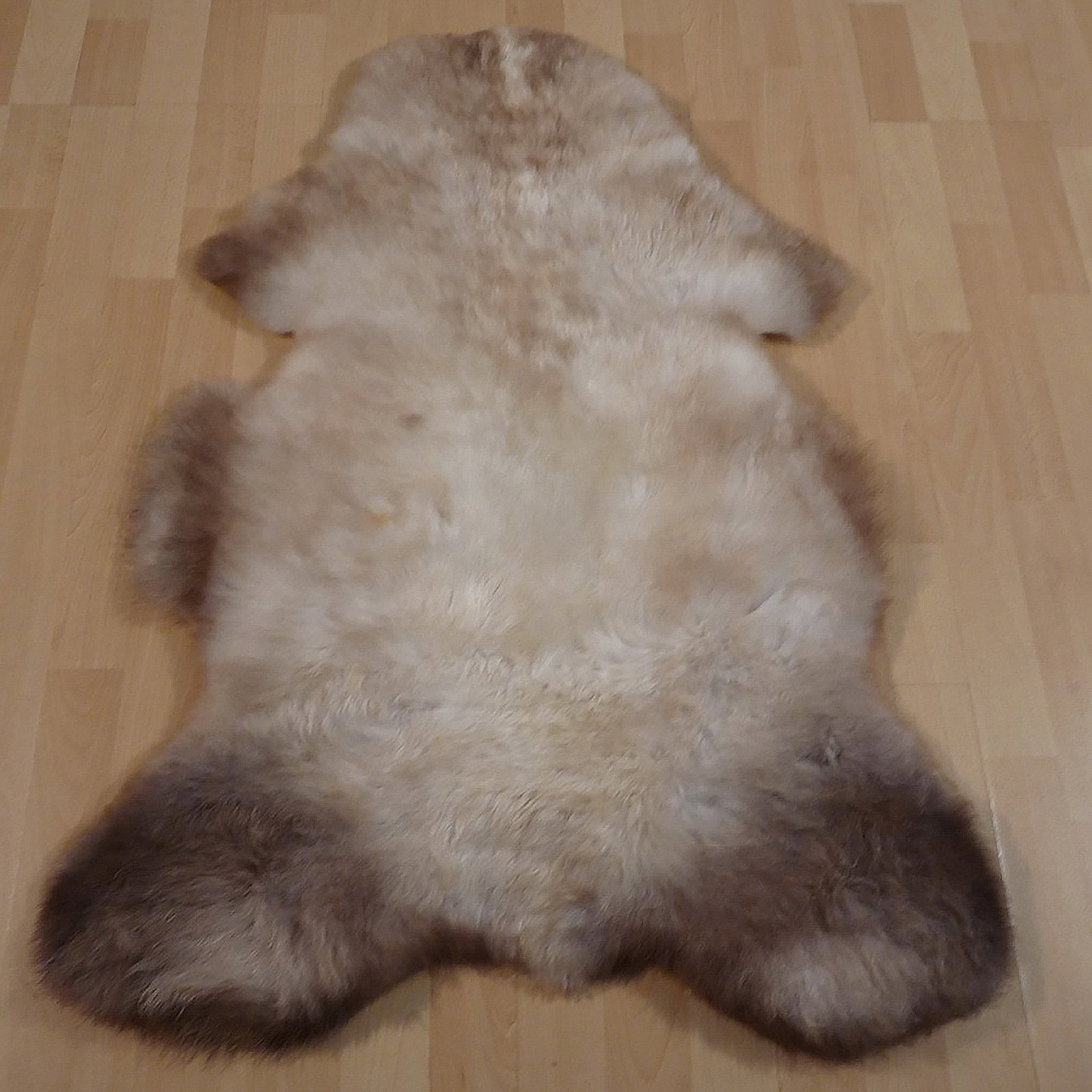 Exklusives Unikat Lammfell beige - braun 105x75cm #14335