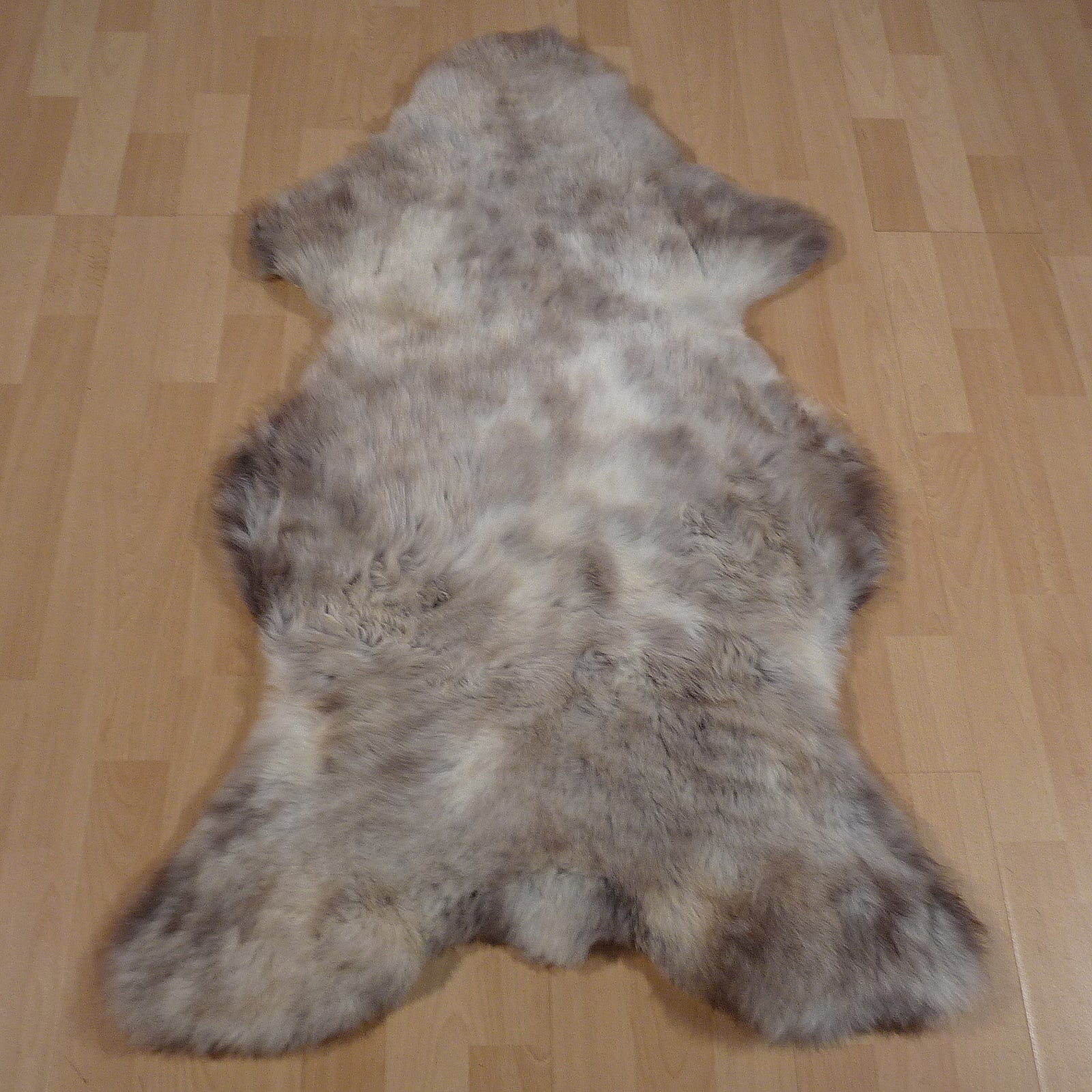 Exklusives Unikat Schaffell weiß - grau - braun 120x75cm #14534