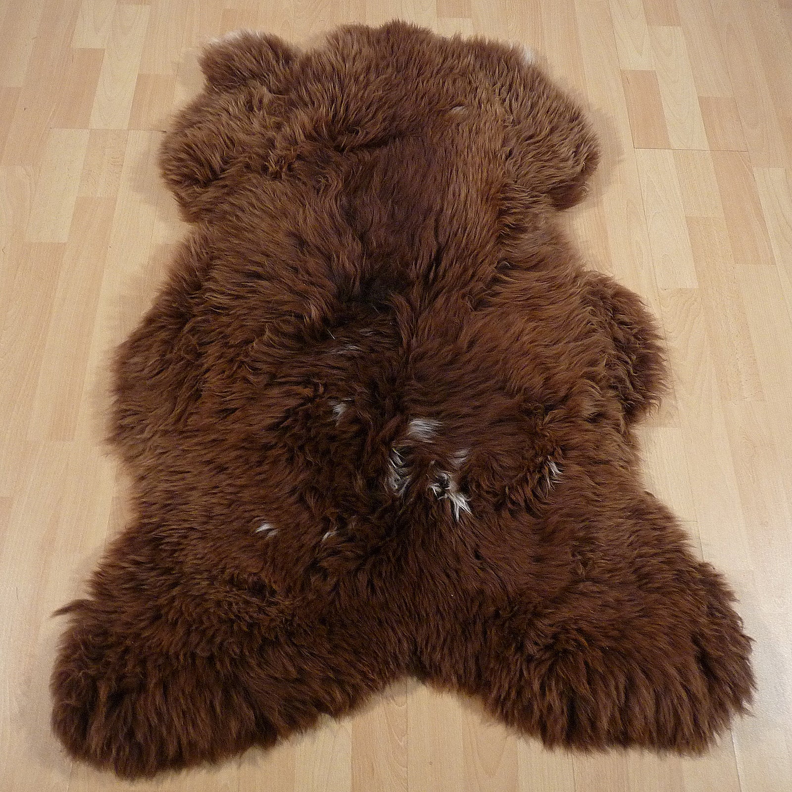 Exklusives Unikat Schaffell braun - weiß 125x90cm #14544