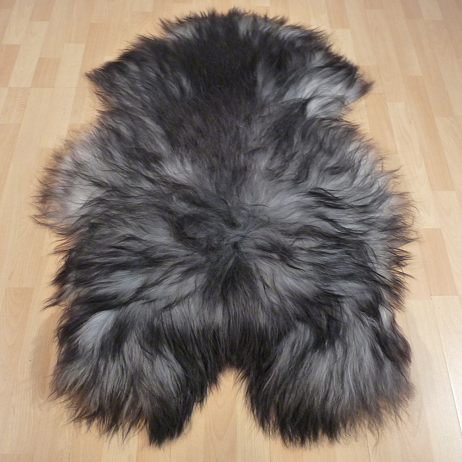 Exklusives Unikat Islandschaffell grau - schwarz 130x90cm #14560